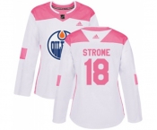 Women Adidas Edmonton Oilers #18 Ryan Strome Authentic White Pink Fashion NHL Jersey