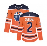 Women Adidas Edmonton Oilers #2 Andrej Sekera Authentic Orange Home NHL Jersey