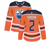 Women Adidas Edmonton Oilers #2 Andrej Sekera Authentic Orange Home NHL Jersey