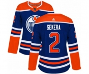 Women Adidas Edmonton Oilers #2 Andrej Sekera Authentic Royal Blue Alternate NHL Jersey