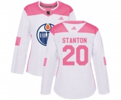 Women Adidas Edmonton Oilers #20 Ryan Stanton Authentic White Pink Fashion NHL Jersey