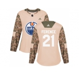 Women Adidas Edmonton Oilers #21 Andrew Ference Camo Authentic 2017 Veterans Day Stitched NHL Jersey