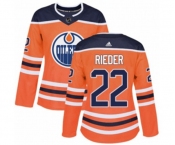 Women Adidas Edmonton Oilers #22 Tobias Rieder Authentic Orange Home NHL Jersey