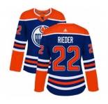 Women Adidas Edmonton Oilers #22 Tobias Rieder Authentic Royal Blue Alternate NHL Jersey