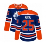 Women Adidas Edmonton Oilers #25 Darnell Nurse Authentic Royal Blue Alternate NHL Jersey