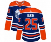 Women Adidas Edmonton Oilers #25 Darnell Nurse Authentic Royal Blue Alternate NHL Jersey