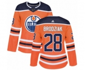Women Adidas Edmonton Oilers #28 Kyle Brodziak Authentic Orange Home NHL Jersey