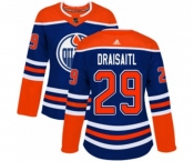 Women Adidas Edmonton Oilers #29 Leon Draisaitl Authentic Royal Blue Alternate NHL Jersey