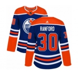 Women Adidas Edmonton Oilers #30 Bill Ranford Authentic Royal Blue Alternate NHL Jersey