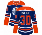 Women Adidas Edmonton Oilers #30 Bill Ranford Authentic Royal Blue Alternate NHL Jersey