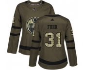 Women Adidas Edmonton Oilers #31 Grant Fuhr Authentic Green Salute to Service NHL Jersey