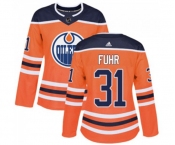 Women Adidas Edmonton Oilers #31 Grant Fuhr Authentic Orange Home NHL Jersey