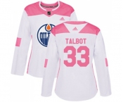 Women Adidas Edmonton Oilers #33 Cam Talbot Authentic White Pink Fashion NHL Jersey