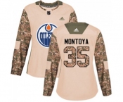 Women Adidas Edmonton Oilers #35 Al Montoya Authentic Camo Veterans Day Practice NHL Jersey