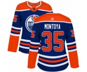 Women Adidas Edmonton Oilers #35 Al Montoya Authentic Royal Blue Alternate NHL Jersey
