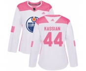 Women Adidas Edmonton Oilers #44 Zack Kassian Authentic White Pink Fashion NHL Jersey