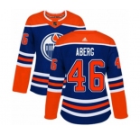 Women Adidas Edmonton Oilers #46 Pontus Aberg Authentic Royal Blue Alternate NHL Jersey