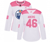 Women Adidas Edmonton Oilers #46 Pontus Aberg Authentic White Pink Fashion NHL Jersey