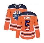 Women Adidas Edmonton Oilers #5 Mark Fayne Authentic Orange USA Flag Fashion NHL Jersey