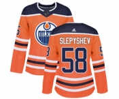 Women Adidas Edmonton Oilers #58 Anton Slepyshev Authentic Orange Home NHL Jersey