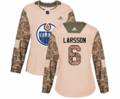 Women Adidas Edmonton Oilers #6 Adam Larsson Authentic Camo Veterans Day Practice NHL Jersey