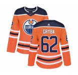 Women Adidas Edmonton Oilers #62 Eric Gryba Authentic Orange Home NHL Jersey