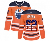 Women Adidas Edmonton Oilers #62 Eric Gryba Authentic Orange USA Flag Fashion NHL Jersey