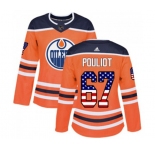Women Adidas Edmonton Oilers #67 Benoit Pouliot Authentic Orange USA Flag Fashion NHL Jersey