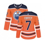 Women Adidas Edmonton Oilers #7 Paul Coffey Authentic Orange Home NHL Jersey