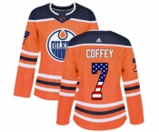 Women Adidas Edmonton Oilers #7 Paul Coffey Authentic Orange USA Flag Fashion NHL Jersey