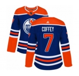 Women Adidas Edmonton Oilers #7 Paul Coffey Authentic Royal Blue Alternate NHL Jersey