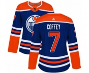 Women Adidas Edmonton Oilers #7 Paul Coffey Authentic Royal Blue Alternate NHL Jersey