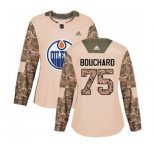 Women Adidas Edmonton Oilers #75 Evan Bouchard Authentic Camo Veterans Day Practice NHL Jersey