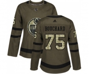 Women Adidas Edmonton Oilers #75 Evan Bouchard Authentic Green Salute to Service NHL Jersey