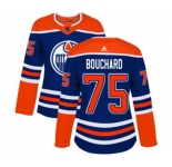 Women Adidas Edmonton Oilers #75 Evan Bouchard Authentic Royal Blue Alternate NHL Jersey