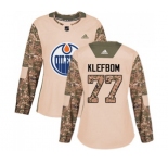 Women Adidas Edmonton Oilers #77 Oscar Klefbom Authentic Camo Veterans Day Practice NHL Jersey