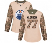 Women Adidas Edmonton Oilers #77 Oscar Klefbom Authentic Camo Veterans Day Practice NHL Jersey