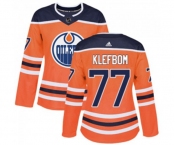 Women Adidas Edmonton Oilers #77 Oscar Klefbom Authentic Orange Home NHL Jersey