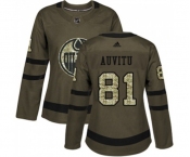 Women Adidas Edmonton Oilers #81 Yohann Auvitu Authentic Green Salute to Service NHL Jersey