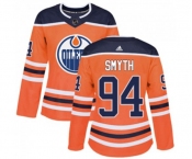 Women Adidas Edmonton Oilers #94 Ryan Smyth Authentic Orange Home NHL Jersey