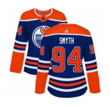 Women Adidas Edmonton Oilers #94 Ryan Smyth Authentic Royal Blue Alternate NHL Jersey