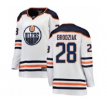 Women Edmonton Oilers #28 Kyle Brodziak Authentic White Away Fanatics Branded Breakaway NHL Jersey