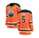 Women Edmonton Oilers #5 Mark Fayne Fanatics Branded Orange Home Breakaway NHL Jersey