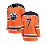 Women Edmonton Oilers #7 Paul Coffey Fanatics Branded Orange Home Breakaway NHL Jersey