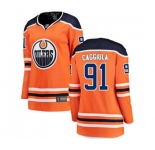Women Edmonton Oilers #91 Drake Caggiula Fanatics Branded Orange Home Breakaway NHL Jersey
