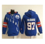 Women Edmonton Oilers #97 Connor McDavid Light Blue Old Time Heidi NHL Hoodie