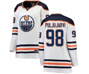 Women Edmonton Oilers #98 Jesse Puljujarvi Authentic White Away Fanatics Branded Breakaway NHL Jersey