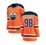Women Edmonton Oilers #98 Jesse Puljujarvi Fanatics Branded Orange Home Breakaway NHL Jersey