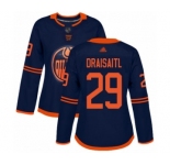 Women's Edmonton Oilers #29 Leon Draisaitl Authentic Navy Blue Alternate Hockey Jersey