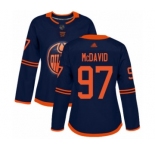 Women's Edmonton Oilers #97 Connor McDavid Authentic Navy Blue Alternate Hockey Jersey
